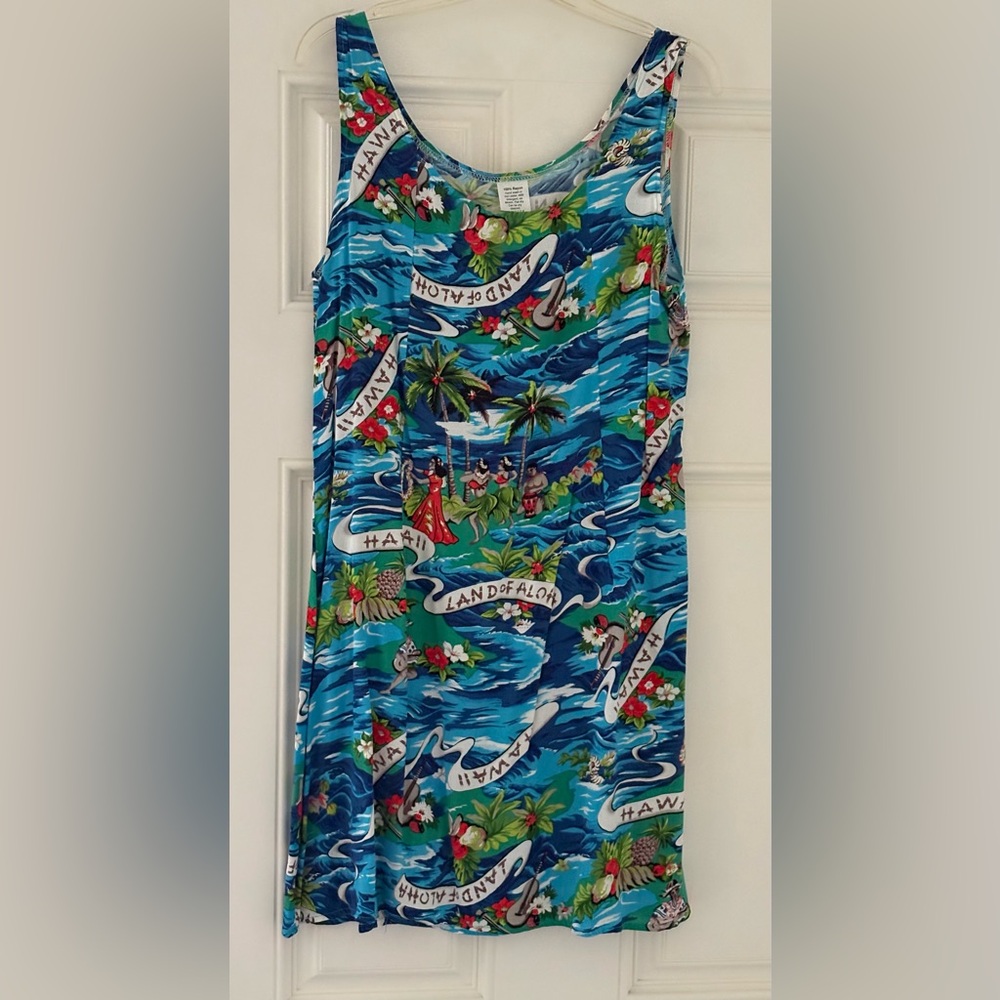Hawaiian Blue Sheath Dress Medium